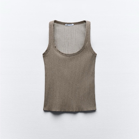 NWT Zara Textured Knit Tank Top - Brown Ref 5039/342 - Picture 1 of 7